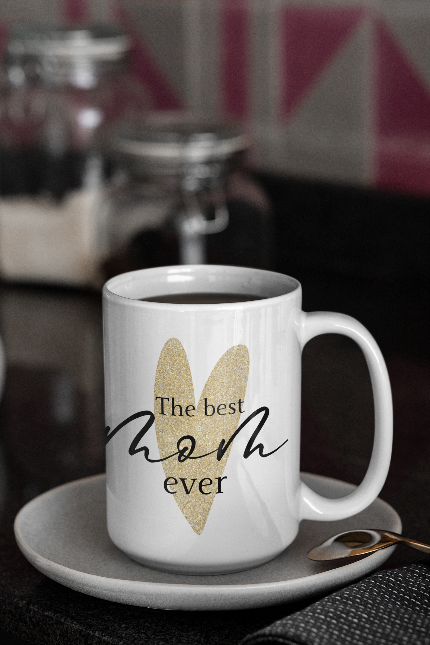 The Best Mom Ever Ceramic Mug, Gift for Mom, Mothers Day Mug, Coffee Cup, Heart Design, Personalized mug, Mothers day gift, Mother Mug