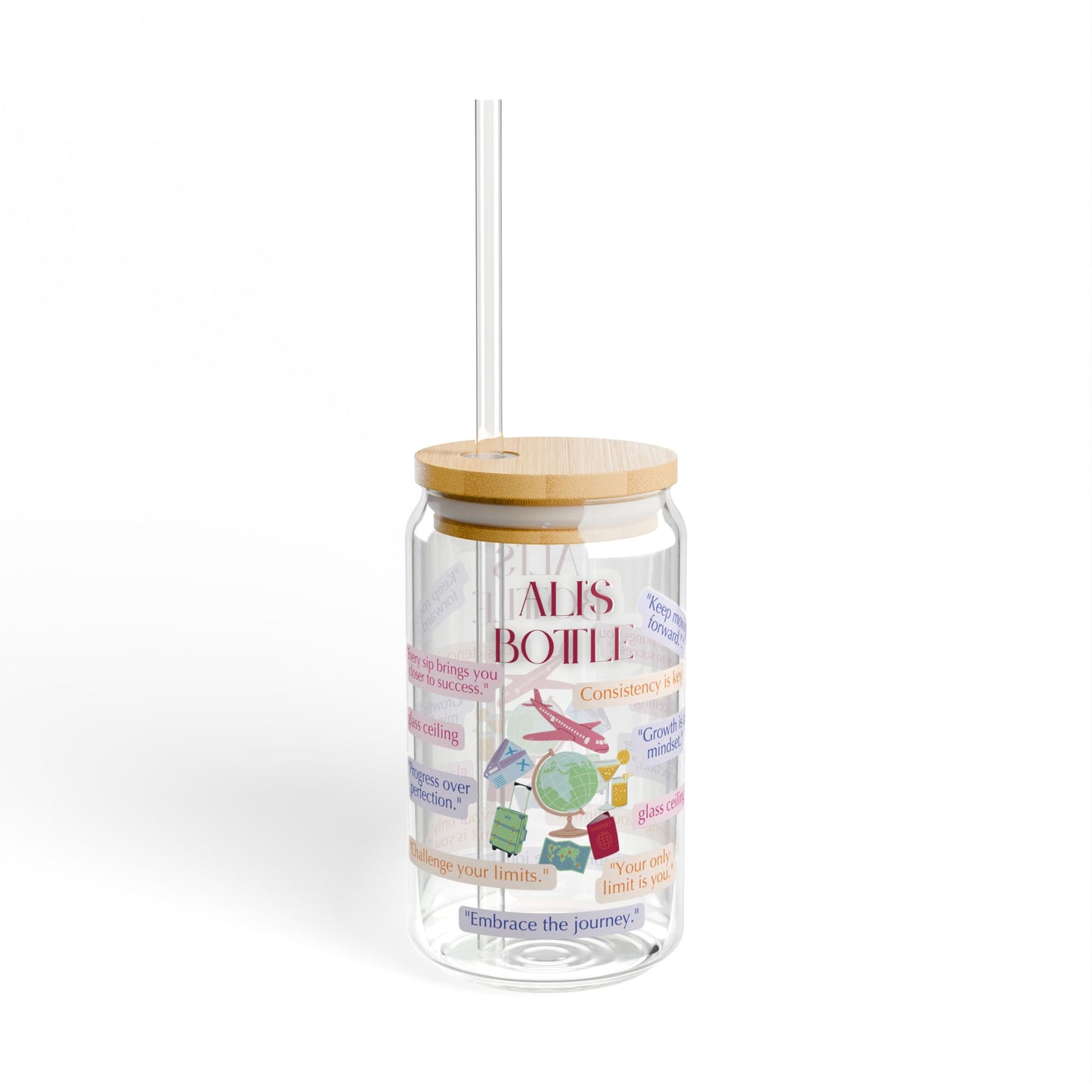 Personalized Bottle, Custom Bottles with Travel Quotes, Custom Words Bottle for Women, Inspirational Gift Tumbler