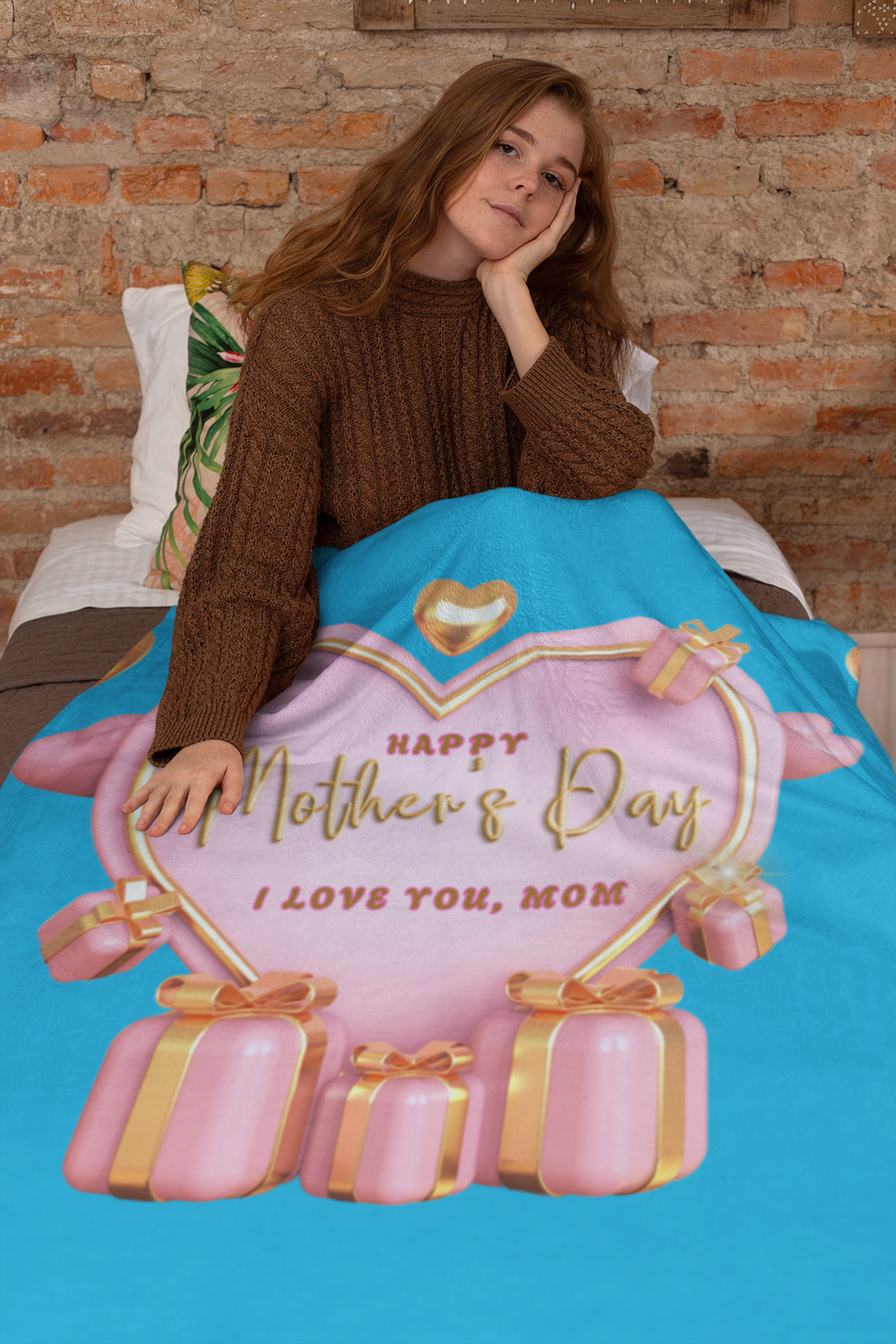Mother’s Day Gift Blanket Soft, Cozy Heart Love Mom Unique Present,PersonalizedBlanket
