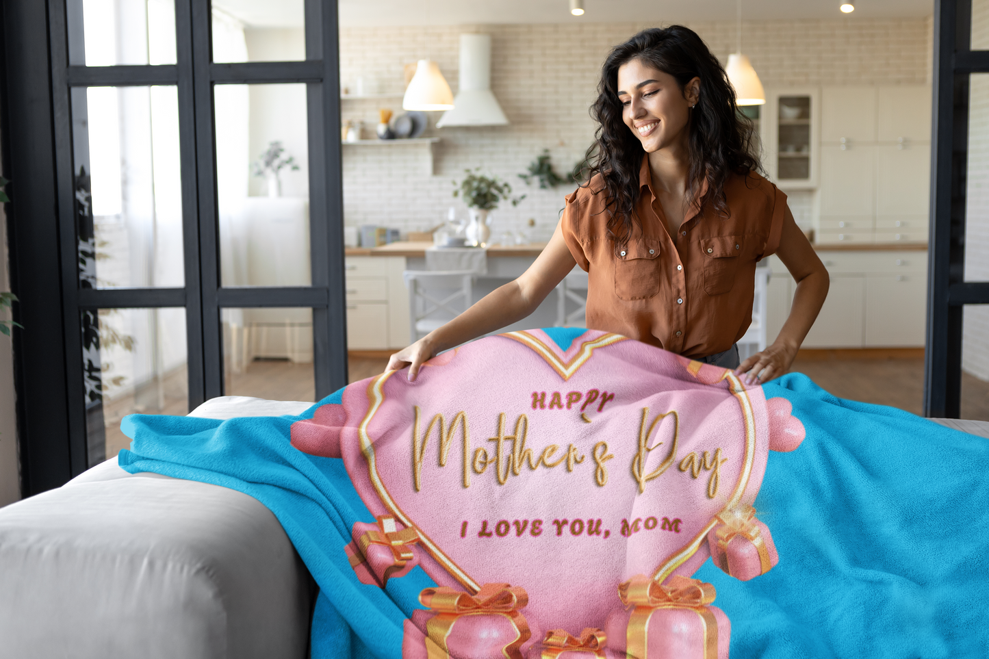 Mother’s Day Gift Blanket Soft, Cozy Heart Love Mom Unique Present,PersonalizedBlanket
