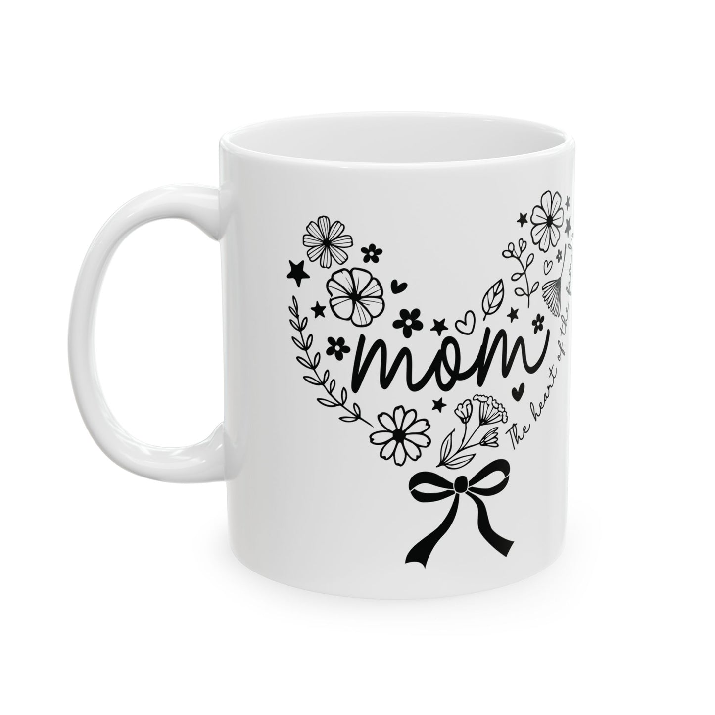 Mothers gift, Floral Heart Mom Mug, Perfect Gift for Mothers Day, Birthdays, Cute Coffee Cup for Moms, Heartfelt Ceramic mug, gift for her