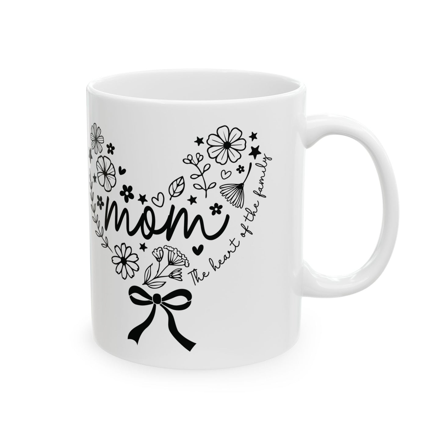 Mothers gift, Floral Heart Mom Mug, Perfect Gift for Mothers Day, Birthdays, Cute Coffee Cup for Moms, Heartfelt Ceramic mug, gift for her