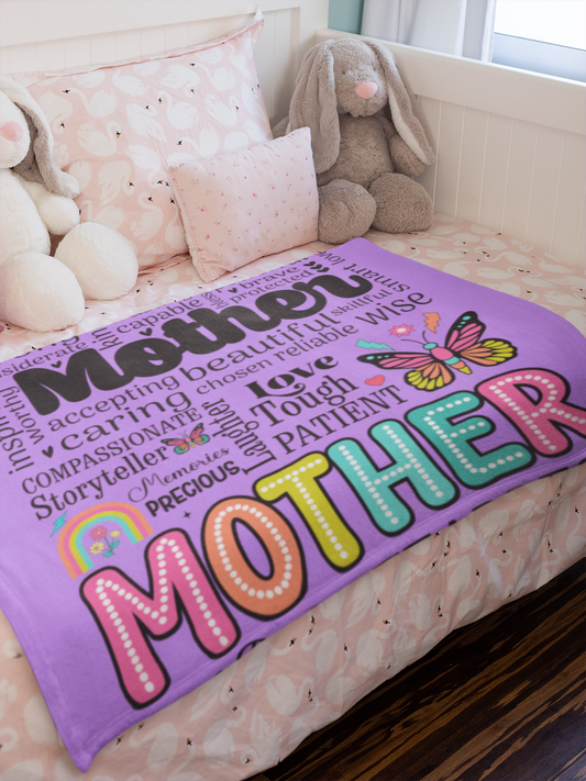 Mothers Love Plush Blanket,  Soft Fleece Throw, Cozy Bed & Sofa Blanket, Gift for Mom, Christmas or Birthday Present