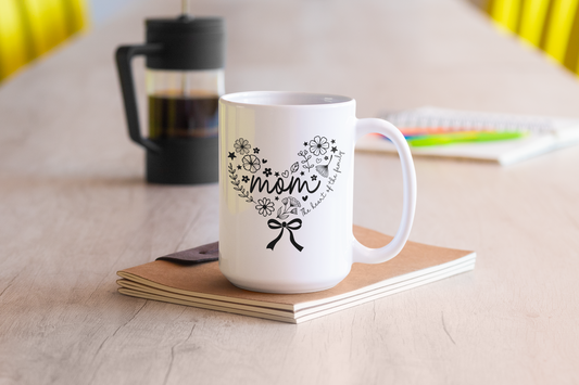 Mothers gift, Floral Heart Mom Mug, Perfect Gift for Mothers Day, Birthdays, Cute Coffee Cup for Moms, Heartfelt Ceramic mug, gift for her