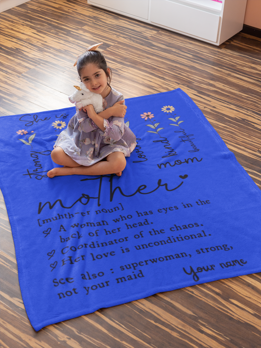 Plush Blanket, Mothers day Blanquet Motherhood Tribute Personalized Gift for Mom, Cozy Home Decor, Ideal for Mother's Day, Birthdays